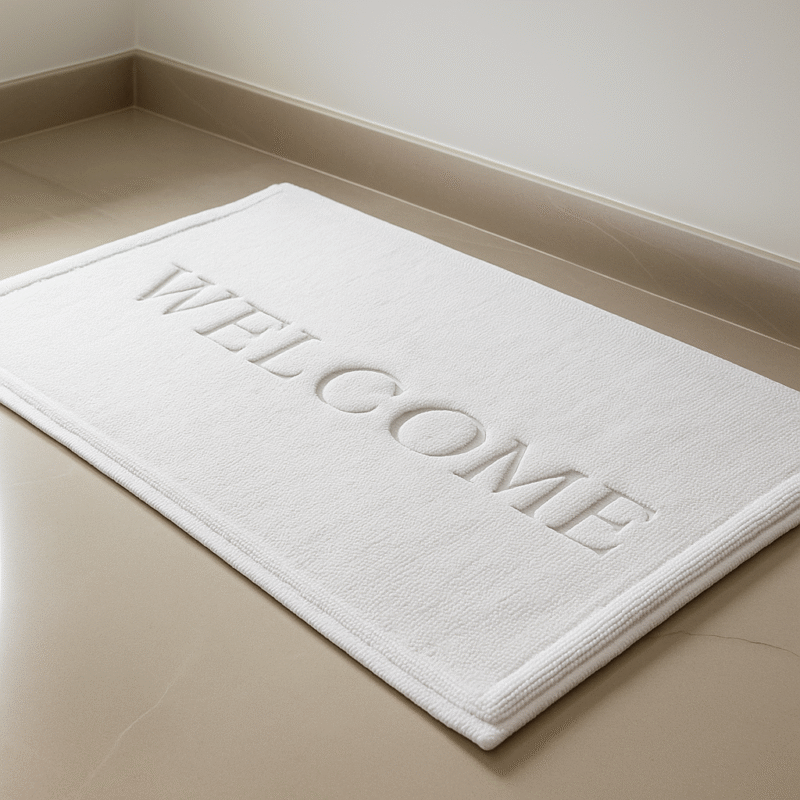 Bath Mat White Welcome